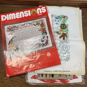 Vintage Dimensions Crewel Lit 8004 Christmas is Goodwill 16"x12" READ